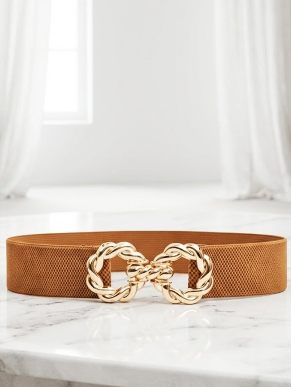 Ladies Stylish Stretch Brown Belt (27.5 Inches)